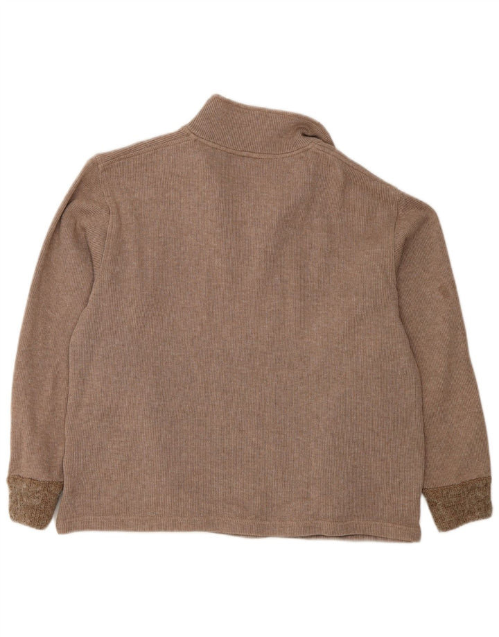 Champion Jersey con cuello y cremallera para mujer, talla 40, color beige medio