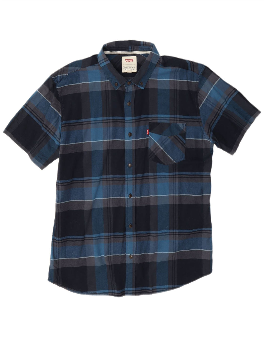 Levi's Camisa De Manga Corta Para Hombre De Algodón A Cuadros Azul Marino Grande