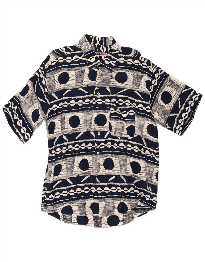 Camisa de Manga Corta Hombre Big Match XL Azul Marino Geométrico