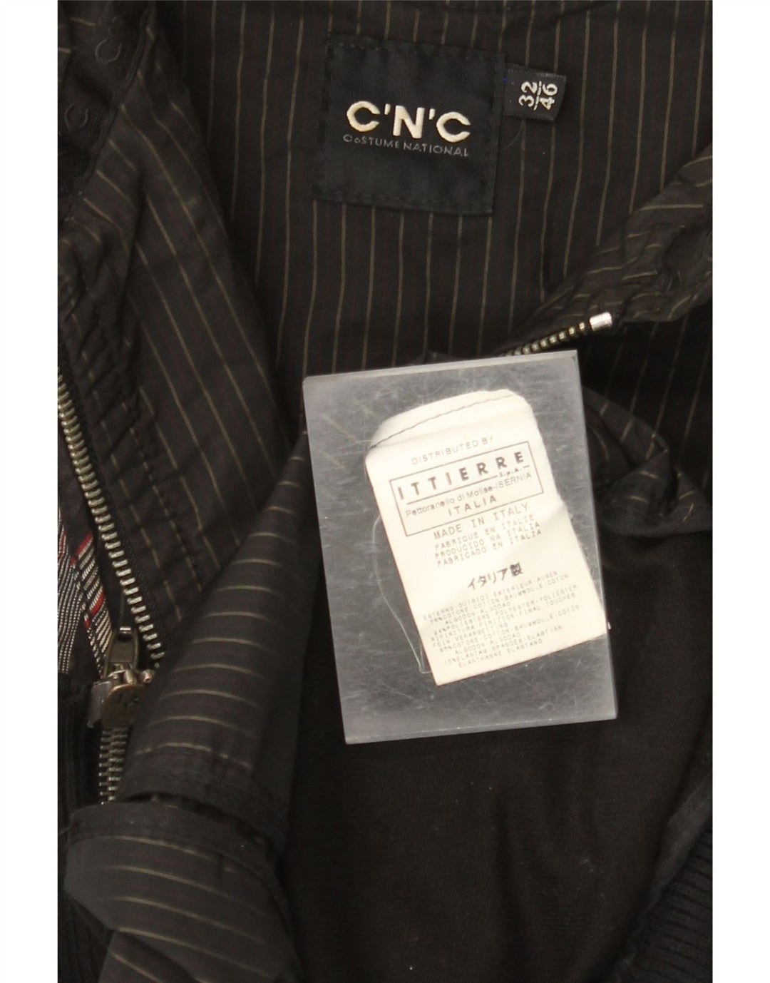 CNC COSTUME NATIONAL Chaqueta Bomber para Hombre IT 36 Small Algodón a Rayas Negras