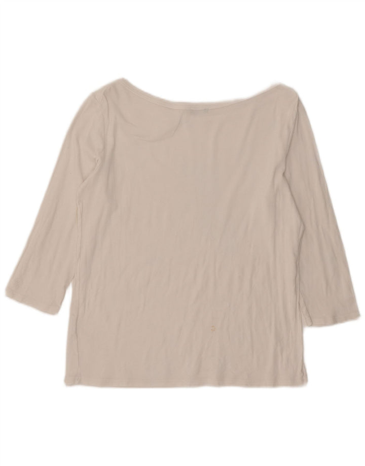 Benetton Top Mujer Manga 3/4 UK 44 Grande Algodón Blanco