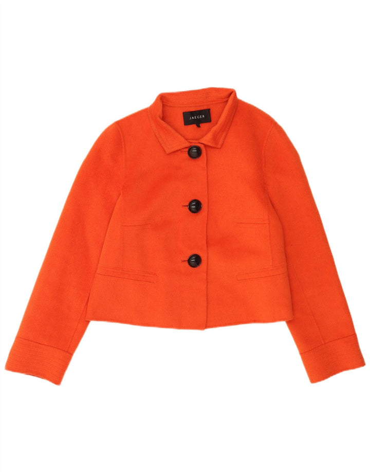 Jaeger Chaqueta Bolero de 3 Botones para Mujer UK 42 Angora Naranja Mediana