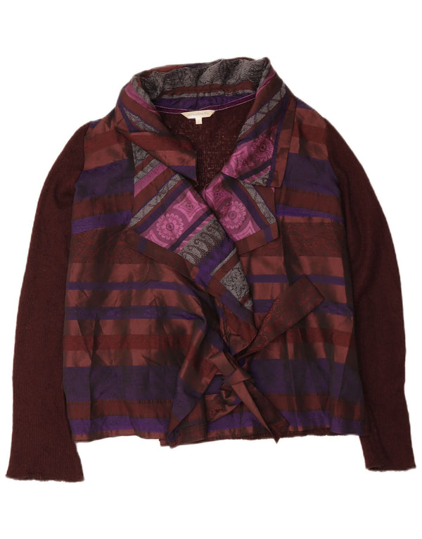 Jacqueline Riu Suéter tipo cárdigan con lazo frontal para mujer UK 18 XL Marrón a rayas