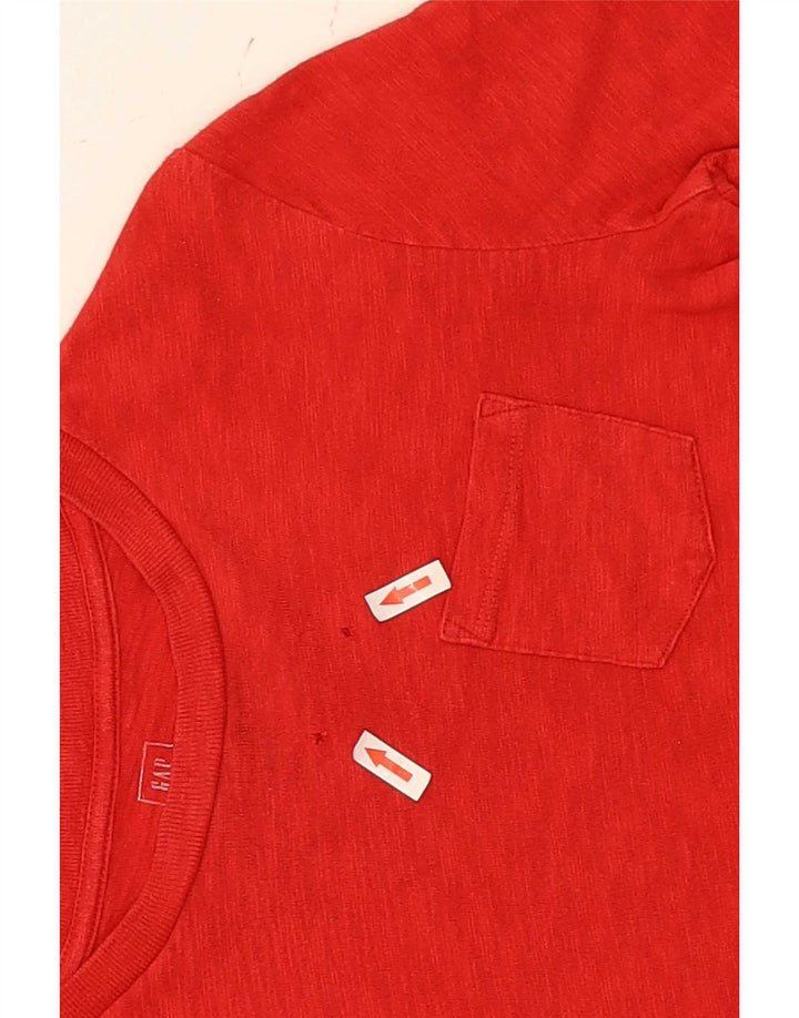 Gap Camiseta gráfica para niños de manga larga 9-10 años pequeña de algodón rojo