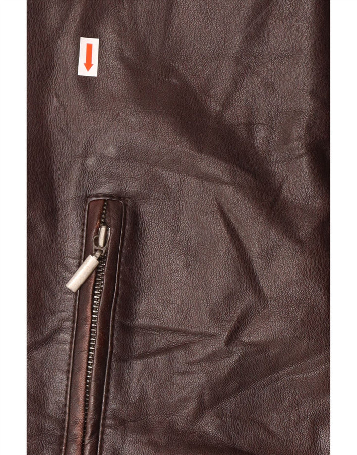 Conbipel Chaqueta Militar De Cuero Para Hombre IT 54 XL Piel De Cordero Marrón