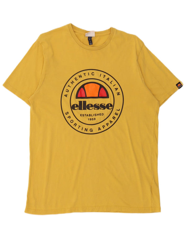 Ellesse - Camiseta gráfica para hombre, talla grande, algodón amarillo