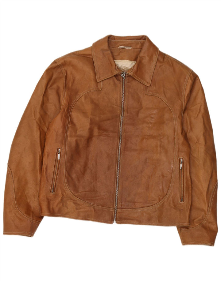 J.J.Scott Chaqueta de cuero para hombre IT 50 Large Brown