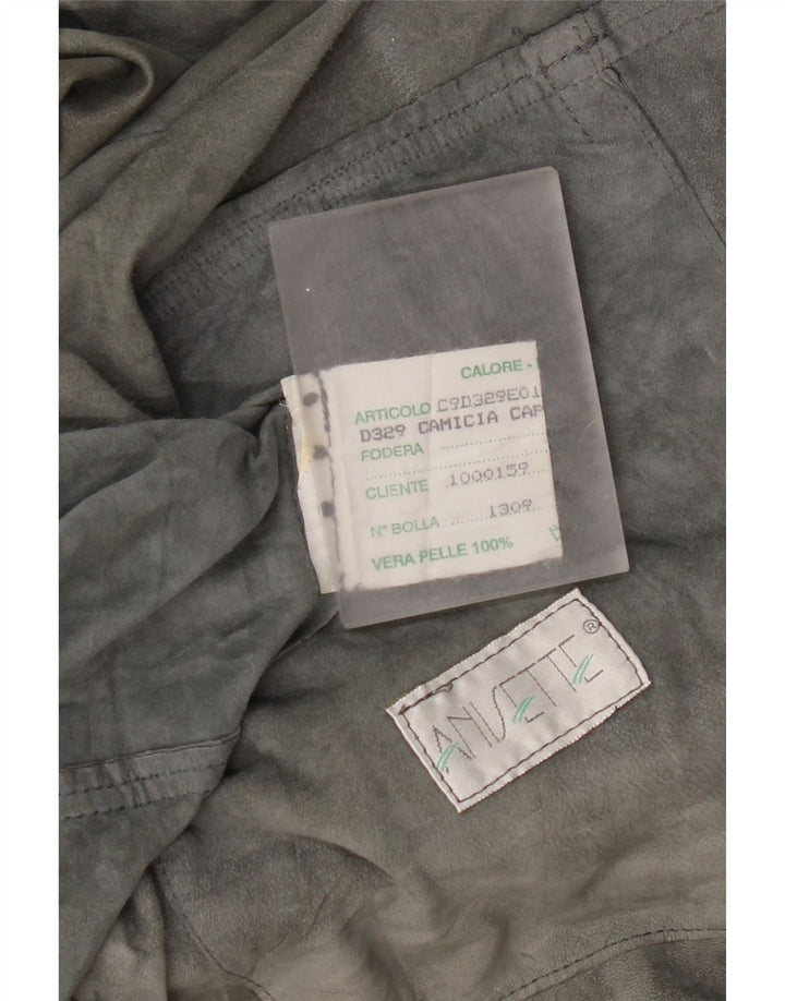 Vintage mujer ante chaqueta Reino Unido 20 2XL cuero gris