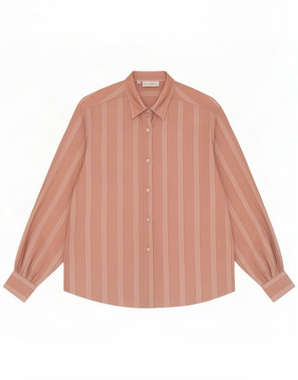 Blusa camisera vintage para mujer IT 48 XL Acetato de rayas rosas