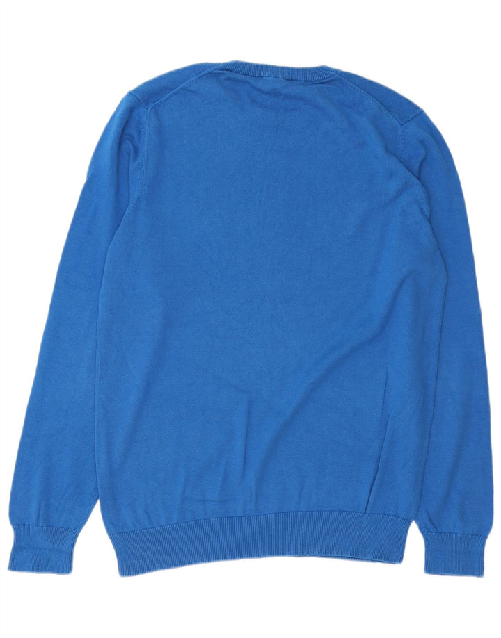 CREW CLOTHING Suéter tipo jersey con cuello redondo para hombre, talla grande, azul