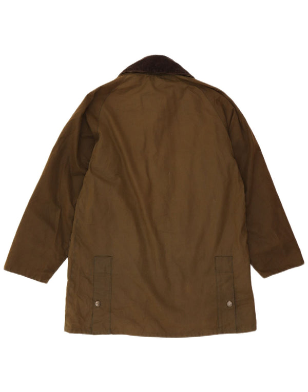 Vintage hombres chaqueta de algodón encerado Reino Unido 34 XS algodón caqui