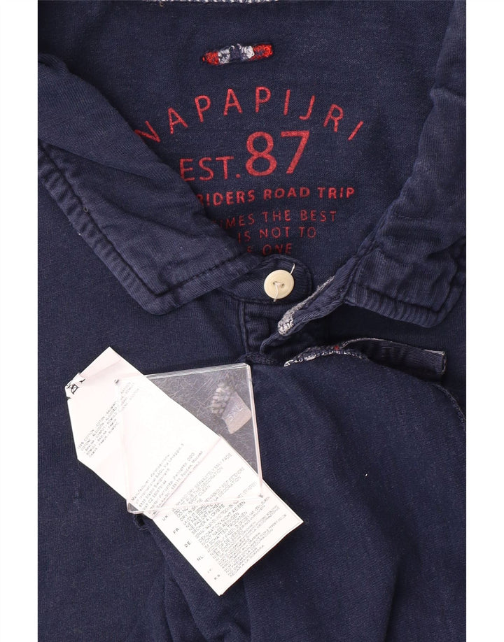 NAPAPIJRI Polo gráfico para hombre 3XL Algodón azul marino
