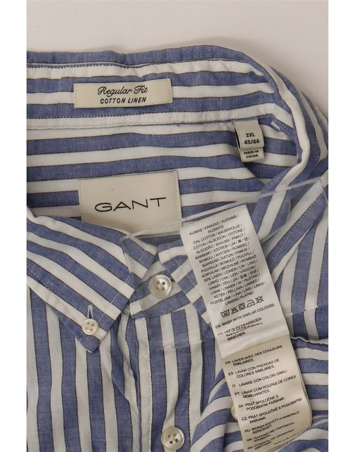 GANT Camisa Regular Fit De Manga Corta Para Hombre Talla 45/46 2XL Azul Rayas