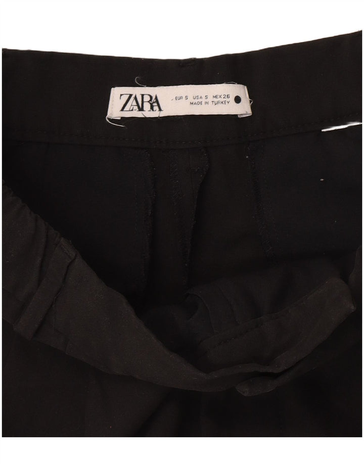 ZARA Mujer Pantalones Cortos Pegged Small W26 L25 Negro