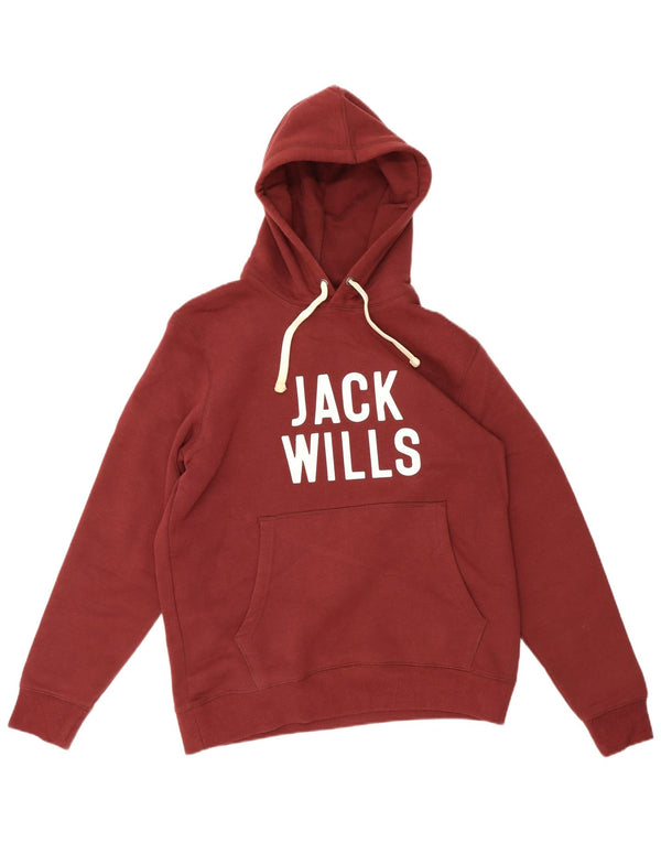 Jack Wills Jersey con capucha gráfica para hombre de algodón burdeos medio