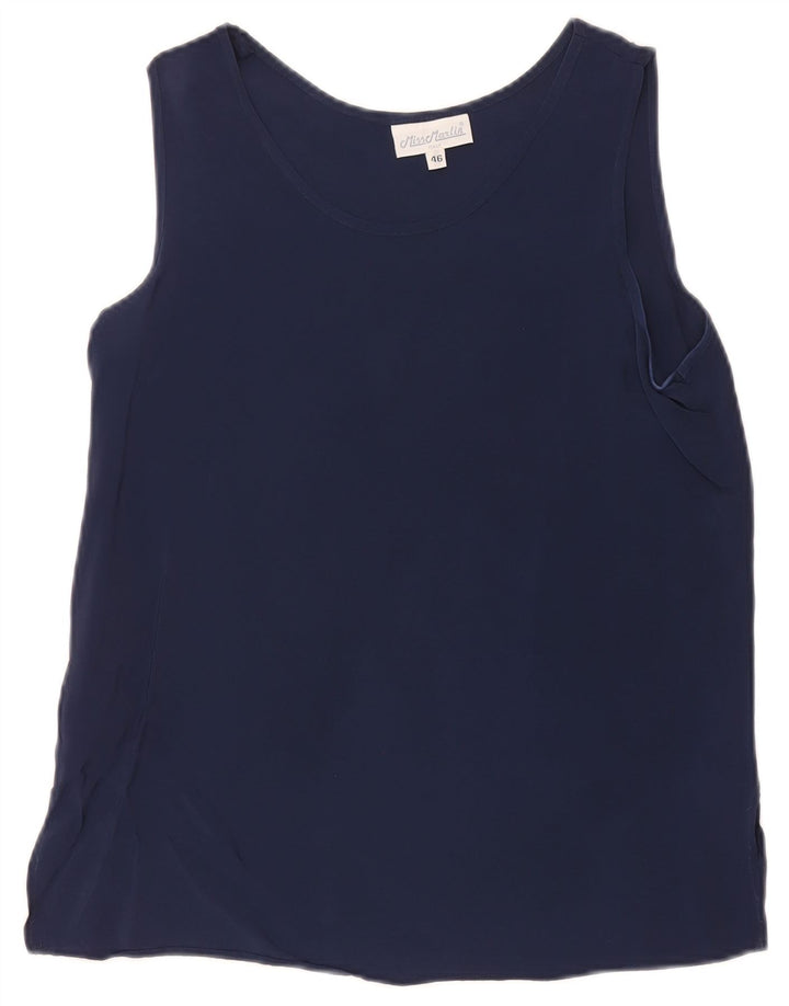 Vintage mujer chaleco top IT 46 grande azul marino