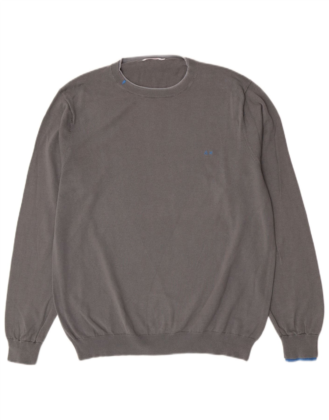 Sun68 - Jersey de cuello redondo para hombre, talla grande, algodón gris