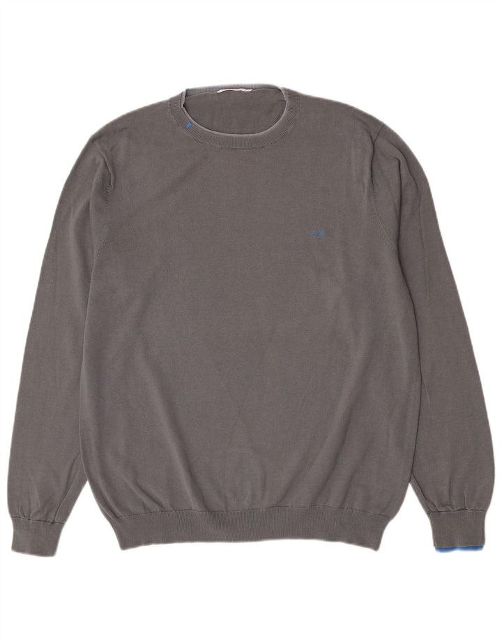 Sun68 - Jersey de cuello redondo para hombre, talla grande, algodón gris