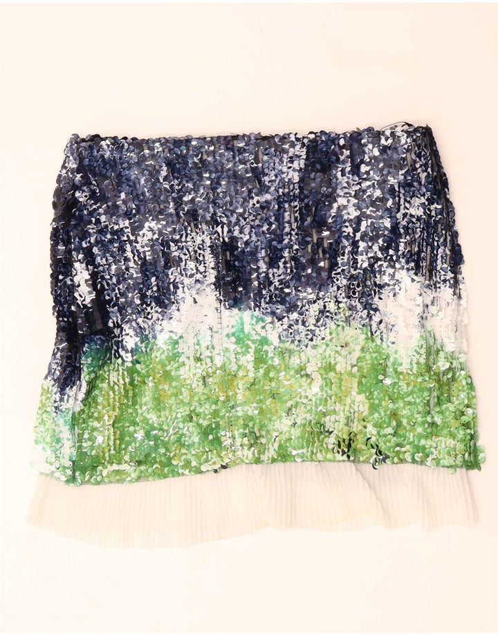 ZARA Mujer Falda Recta Mediana W28 Poliéster Colorblock Multicolor