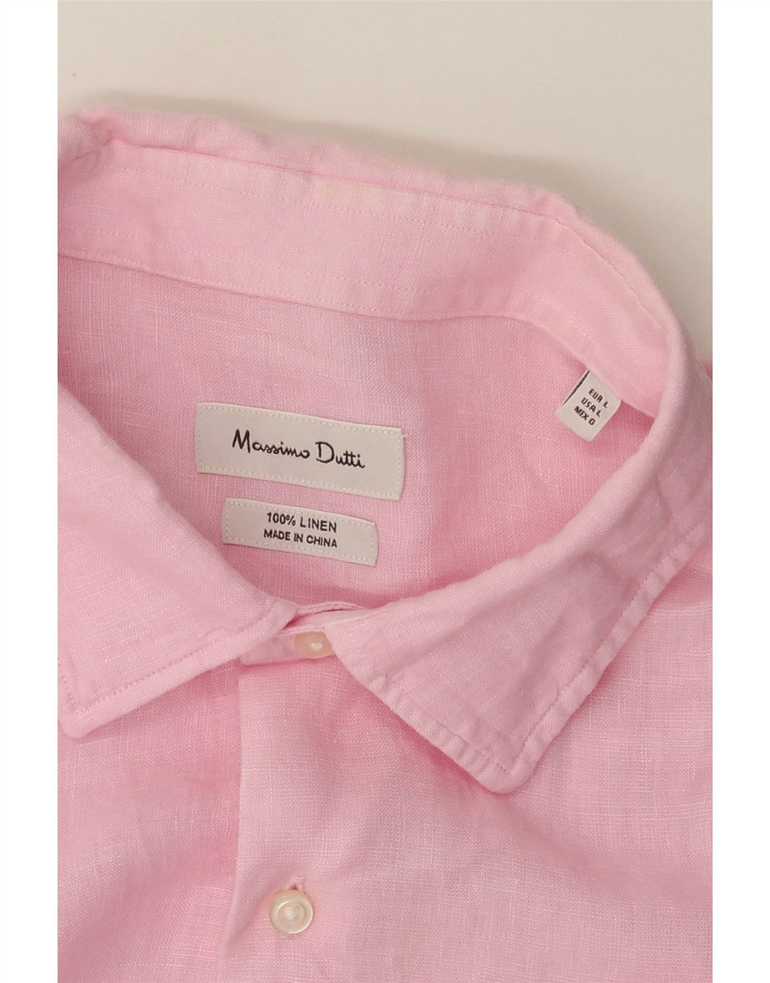 Camisa Massimo Dutti Hombre Large Lino Rosa