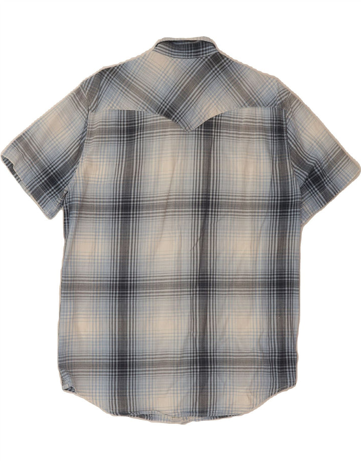 LEVI'S Mens Short Sleeve Shirt Medium Blue Check Cotton Vintage Levi's and Second-Hand Levi's from Messina Hembry 