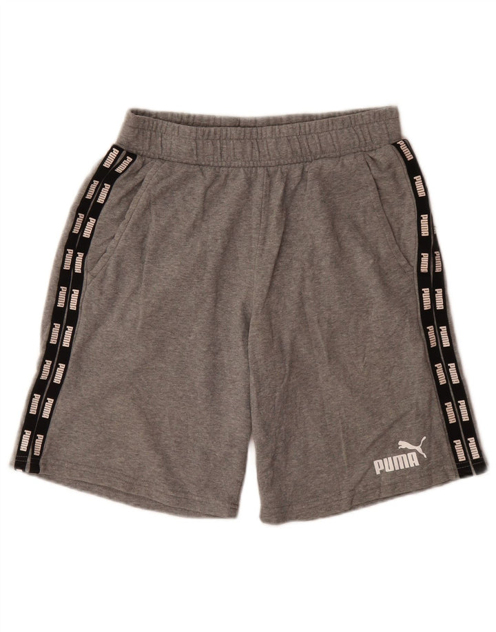 PUMA Pantalones cortos deportivos con gráficos para hombre, algodón gris pequeño