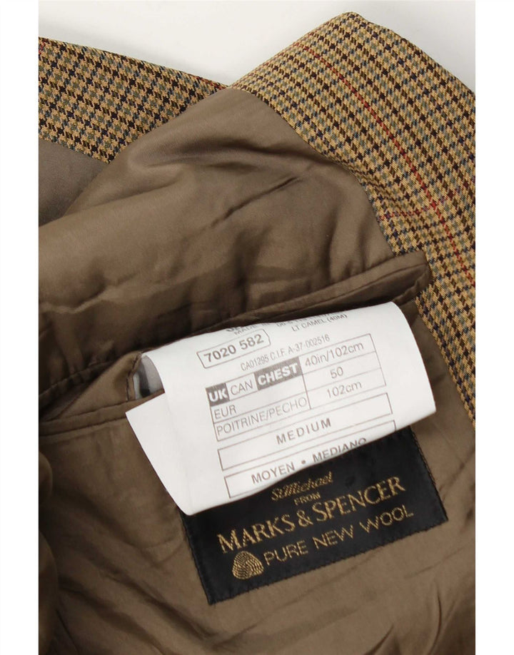 Marks & Spencer Chaqueta tipo blazer de 2 botones para hombre UK 40 Medium Beige Houndstooth