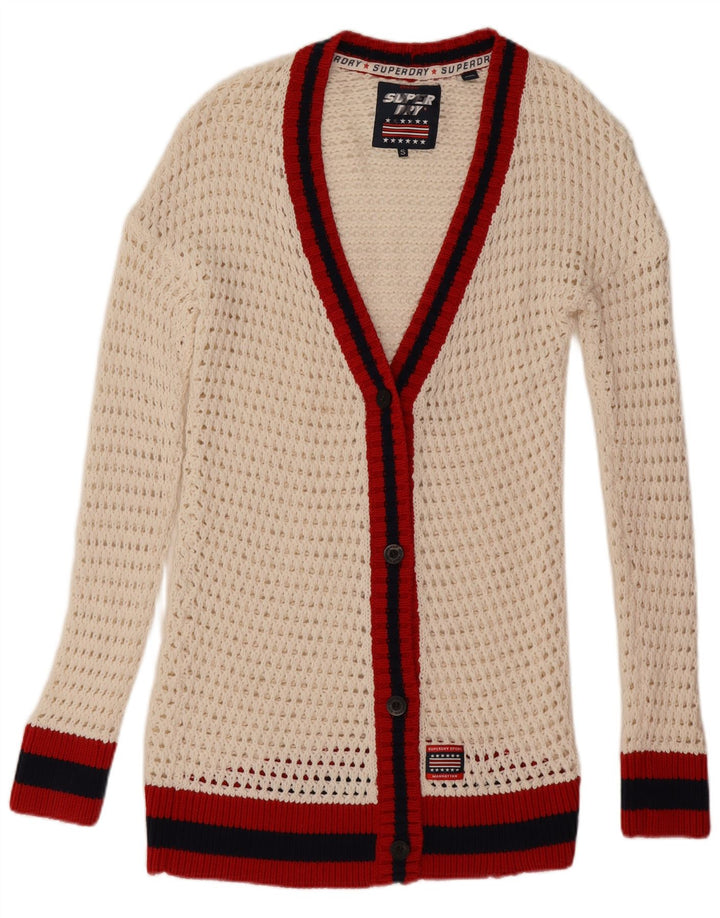 Superdry Cárdigan extragrande para mujer, talla 40, talla pequeña, color blanco