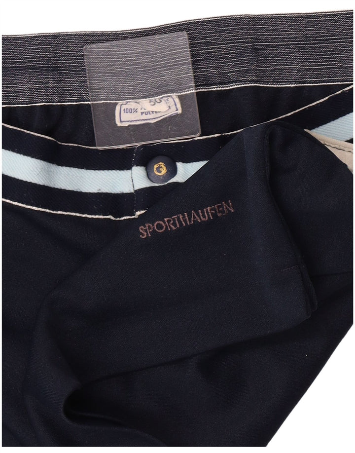 Vintage Hombres Chino Shorts IT 50 Grande W32 Poliéster Azul Marino