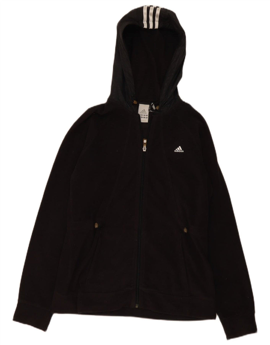 Adidas Chaqueta polar con capucha para mujer UK 44 Mediana Negro Poliéster
