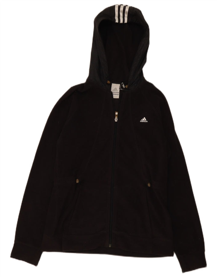 Adidas Chaqueta polar con capucha para mujer UK 44 Mediana Negro Poliéster