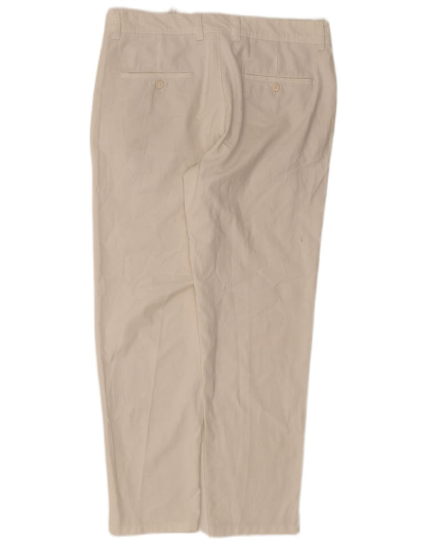 Zara Pantalón chino recto para hombre EU 42 Large W32 L28 Poliéster blanco