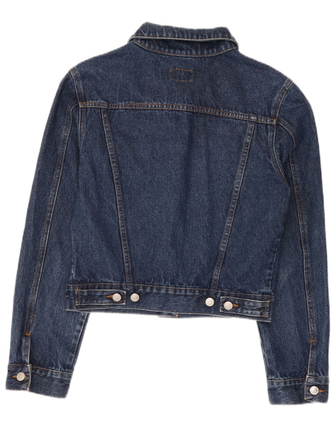 Vintage mujer crop denim chaqueta Reino Unido 14 algodón azul medio