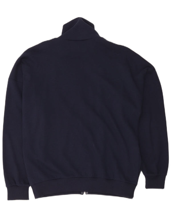 Vintage hombres Cardigan suéter EU 50 medio azul marino colorblock algodón