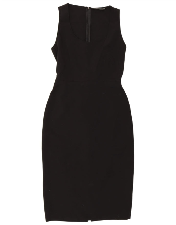 Zara Mujer Vestido Ajustado Sin Mangas UK 40 Mediano Poliéster Negro