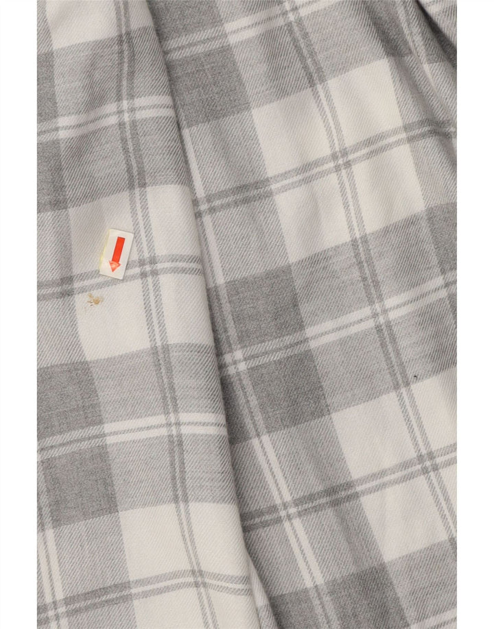 TED BAKER Camisa de franela de corte regular para hombre Talla 4 Viscosa a cuadros gris grande