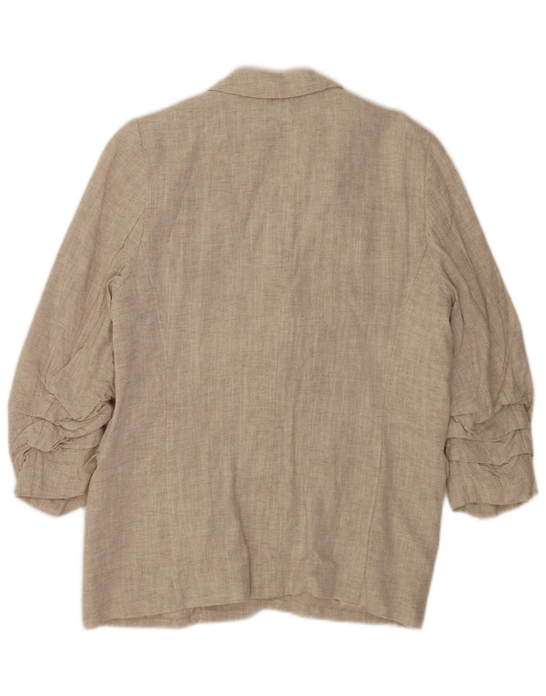 Marks & Spencer Chaqueta Americana Abierta de Manga 3/4 para Mujer UK 44 Grande Beige