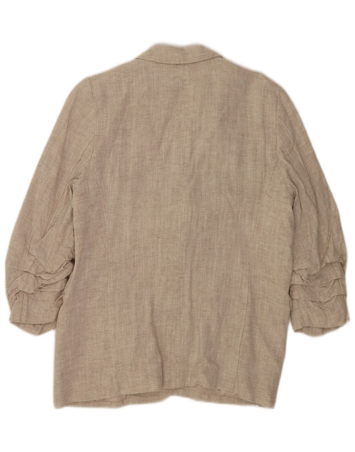 Marks & Spencer Chaqueta Americana Abierta de Manga 3/4 para Mujer UK 44 Grande Beige