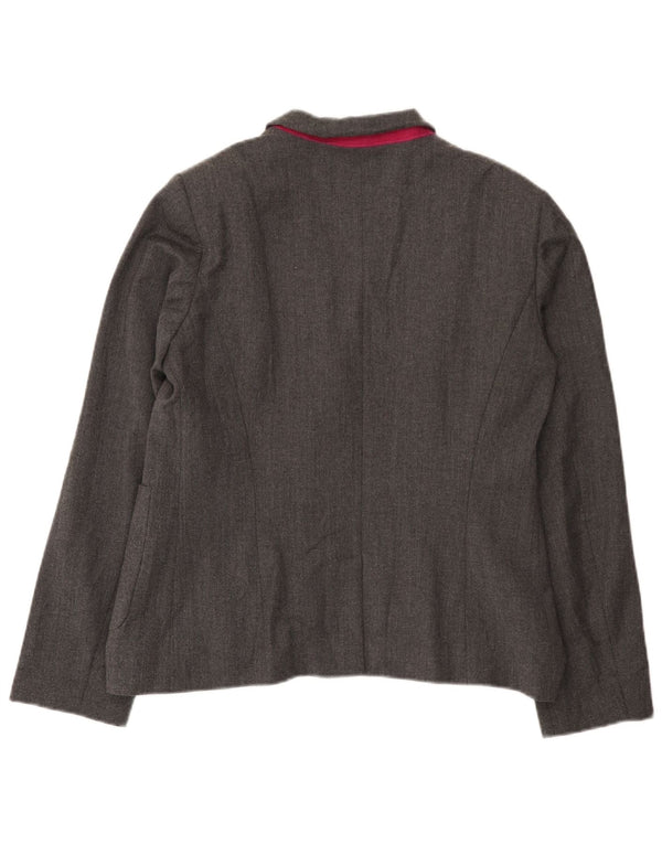 Benetton Chaqueta Americana De 2 Botones Para Mujer UK 46 Large Lana Gris