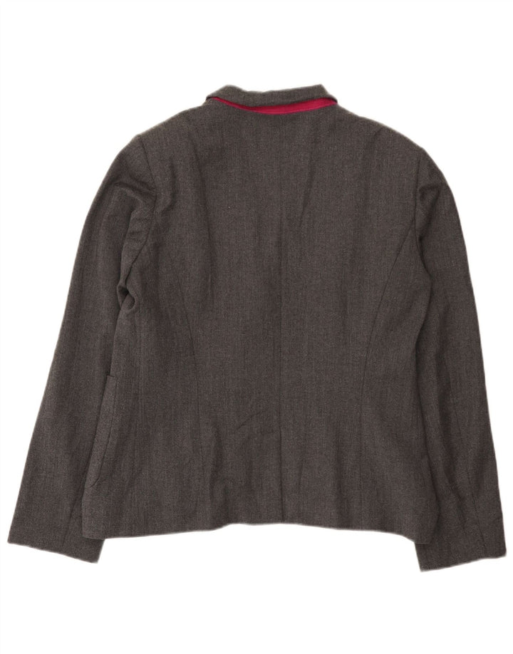 Benetton Chaqueta Americana De 2 Botones Para Mujer UK 46 Large Lana Gris