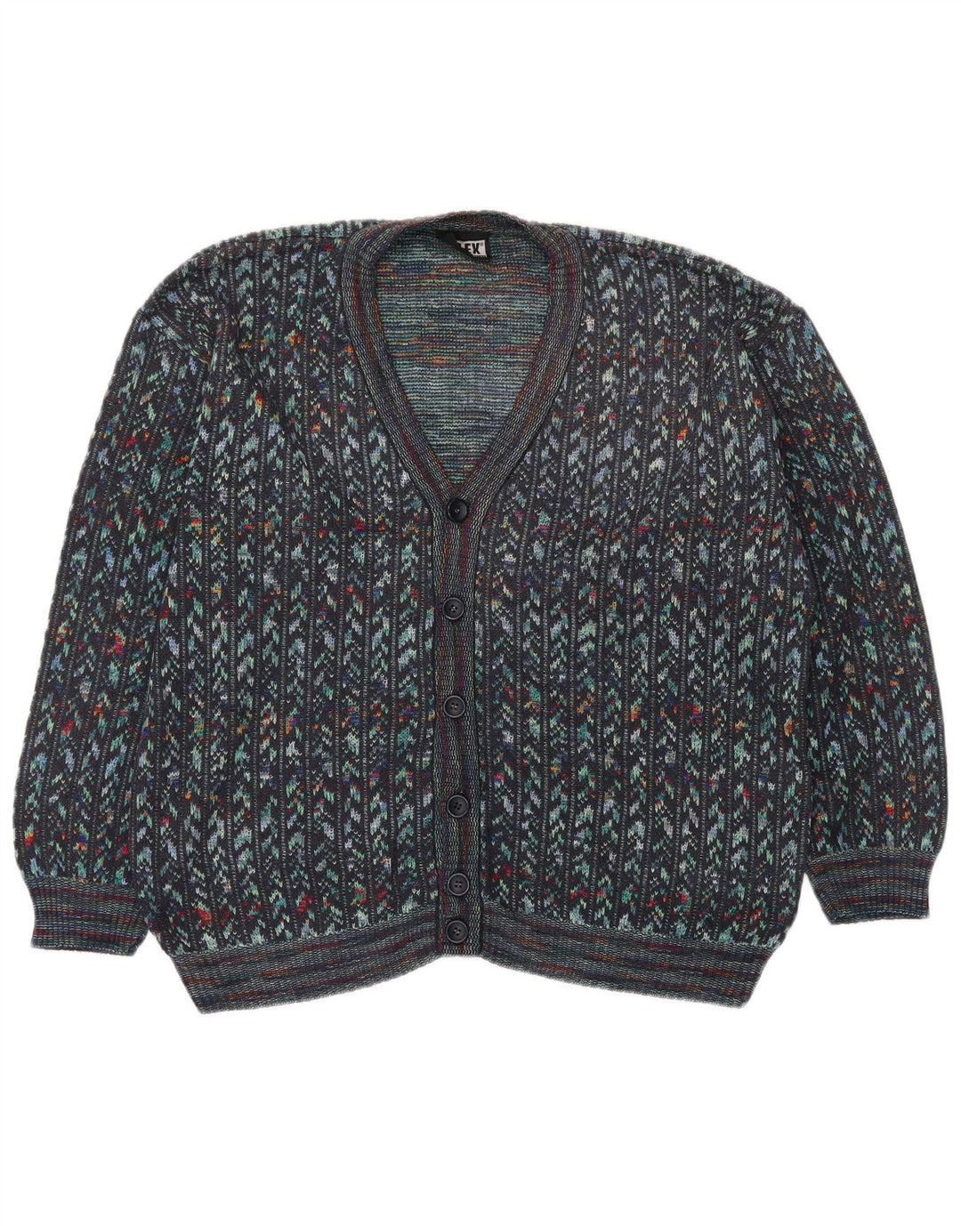 Vintage hombres Cardigan suéter IT 54 XL multicolor geométrico