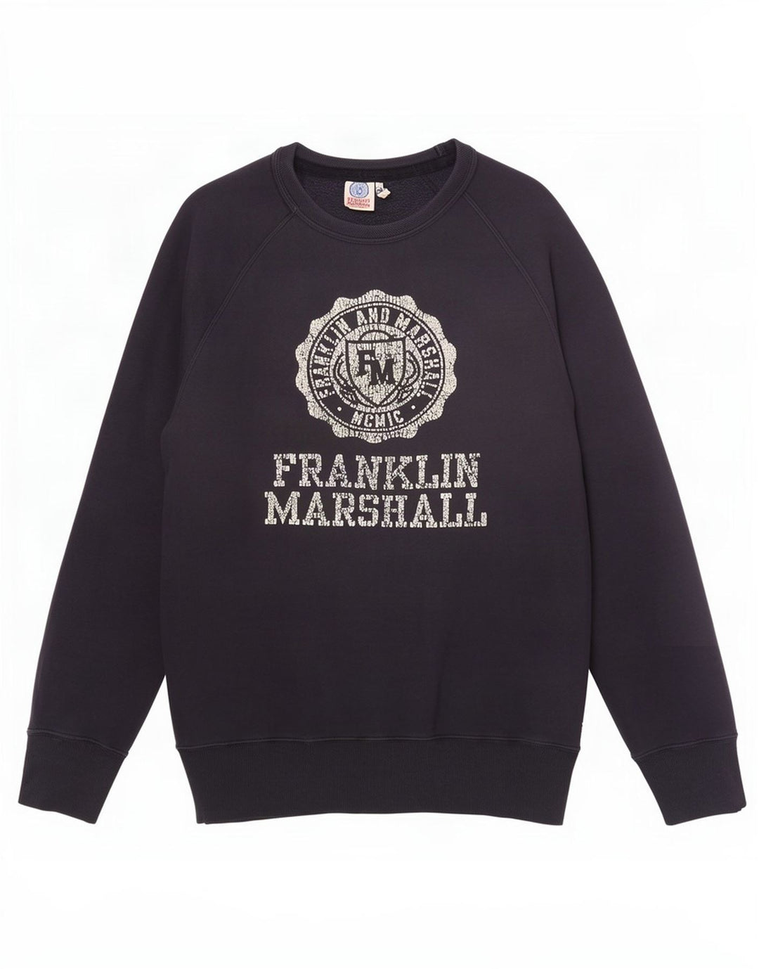Franklin Marshall Mens Graphic Sudadera Jumper Medium Azul Marino