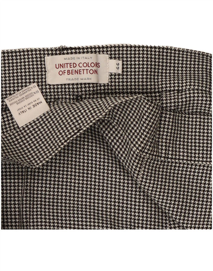 Pantalones Casuales Benetton Mujer IT 44 Medium W28 L30 Black Houndstooth