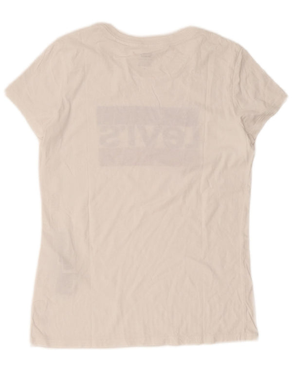 Levi's Camiseta gráfica para mujer Top UK 12 Medium White Cotton