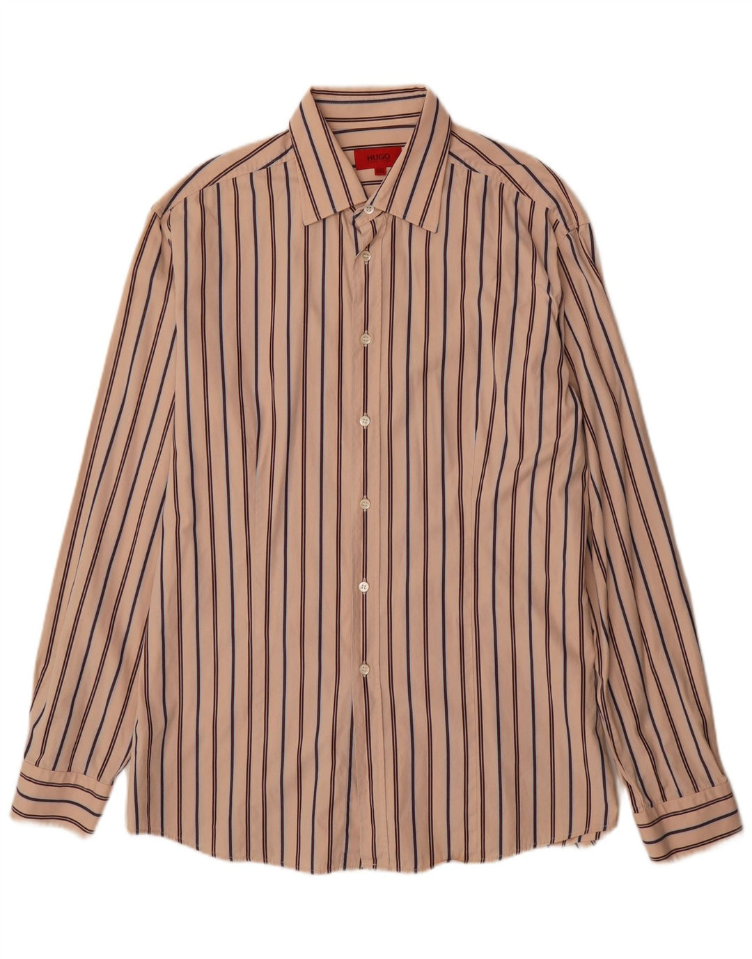Camisa Hugo Boss Hombre 2XL Algodón Rayas Beige