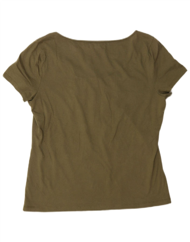 Chaps Camiseta para mujer Top UK 16 Large Khaki Cotton