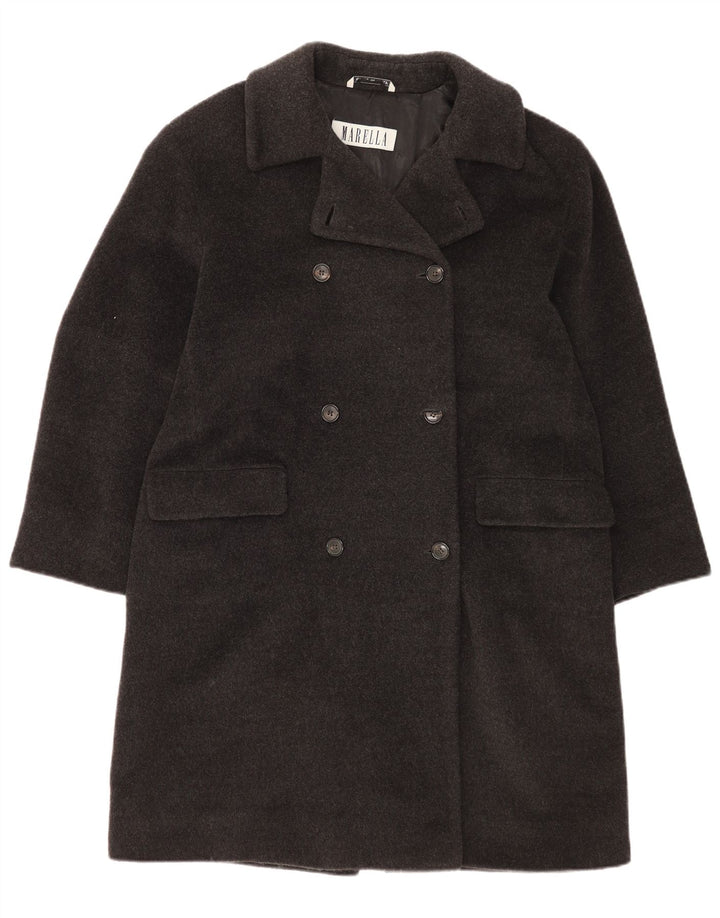 Marella Abrigo de doble botonadura para mujer UK 42 Lana virgen gris medio