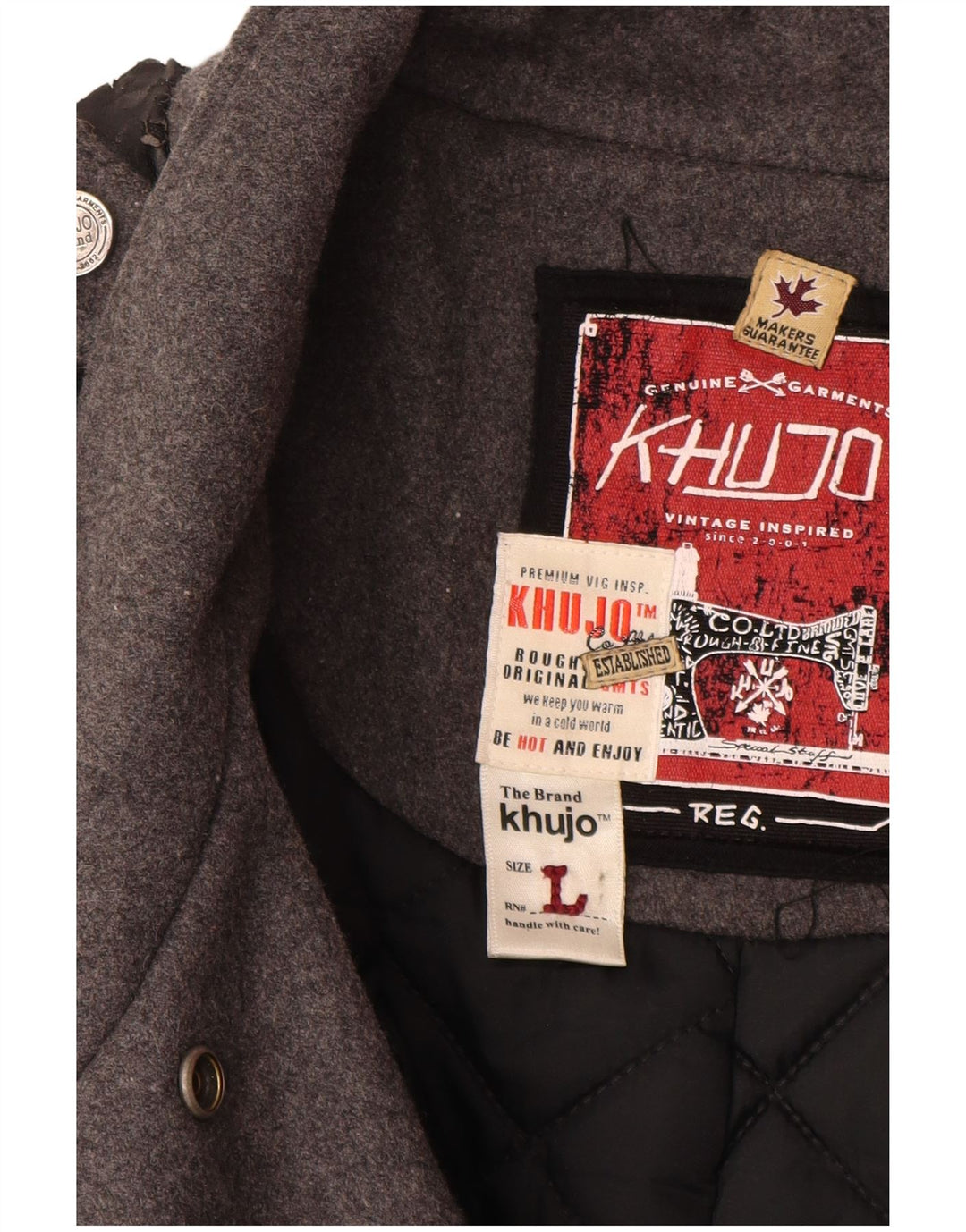 KHUJO Abrigo militar para mujer UK 40 Lana gris grande
