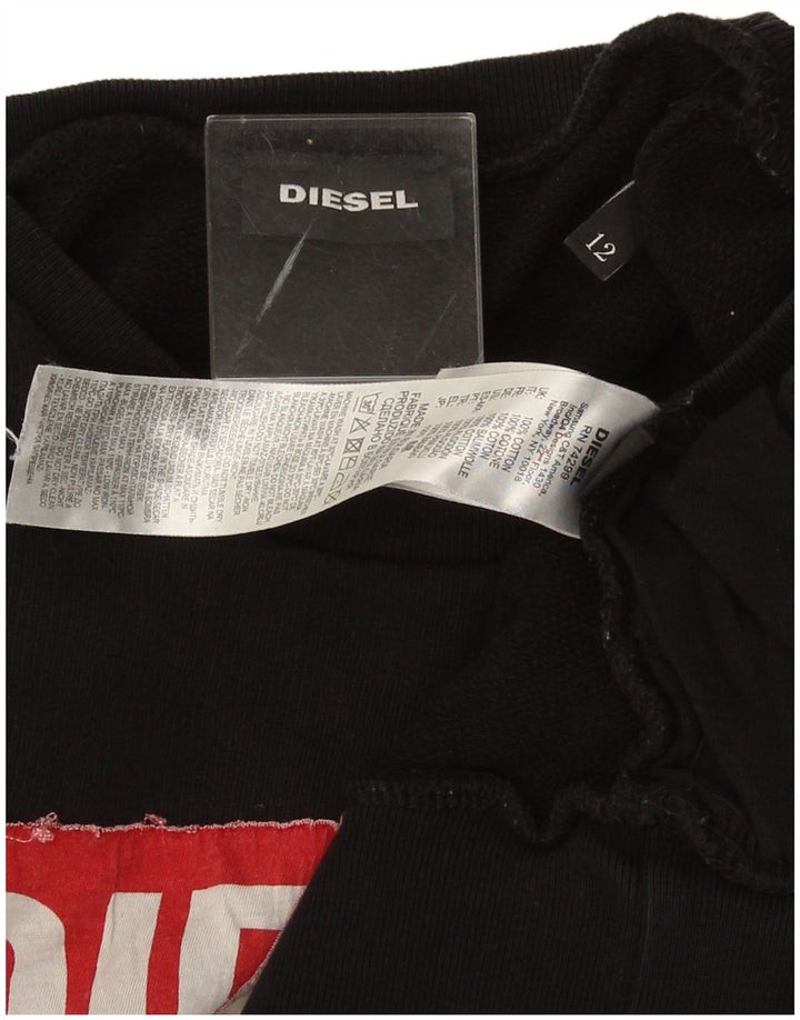 Diesel Mujer Sudadera Gráfica Jumper UK 12 Medium Negro Algodón