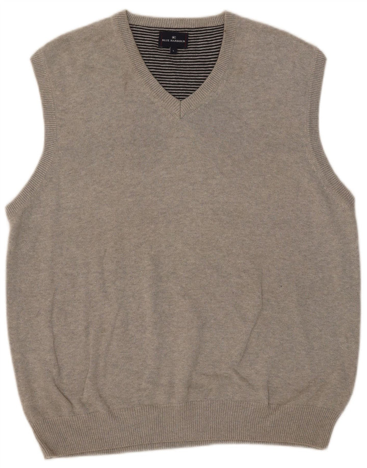Marks & Spencer Camiseta sin mangas azul Harbor para hombre de algodón moteado gris grande